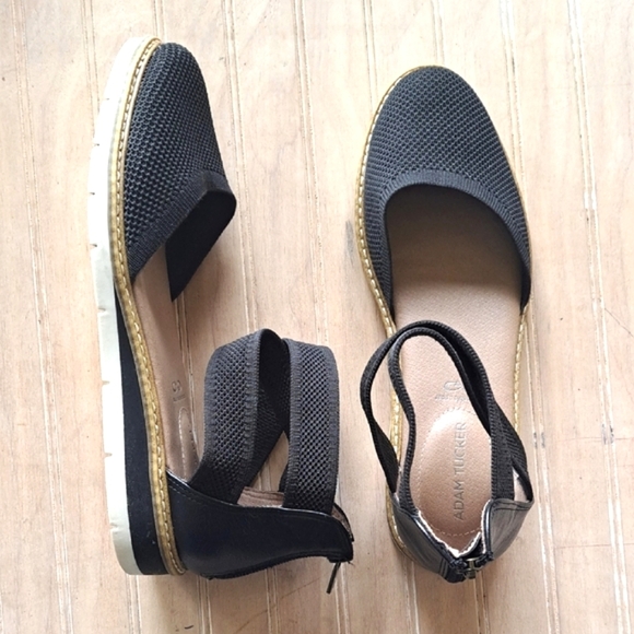 Adam Tucker Haven Woven Knit Elastic Ankle Straps Back Zipper Wedge Sandals - Picture 1 of 11